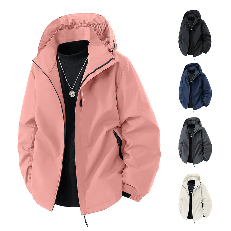 Herren Wasserabweisende Outdoor-Jacke mit Kapuze, winddichter Membran und verstellbarem Saum Drune