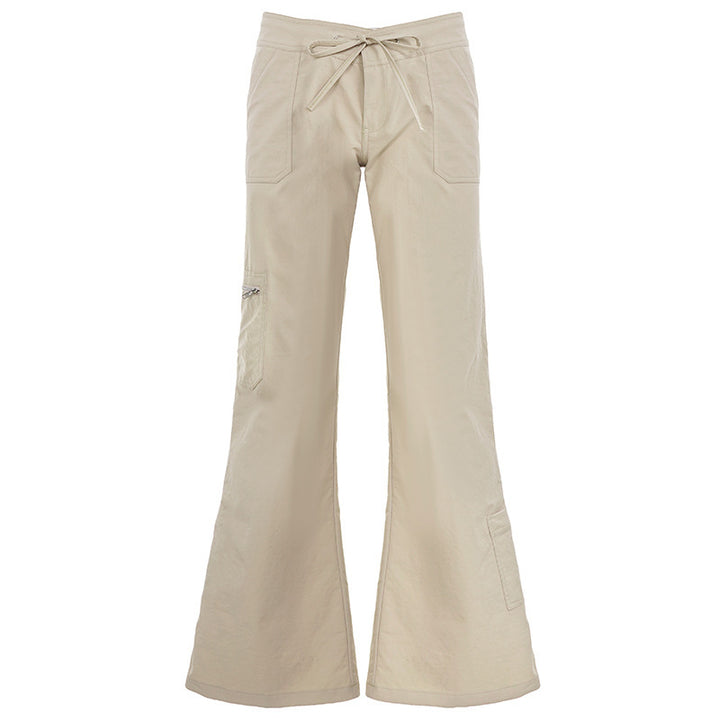 Damen Cargo-Hose mit weitem Schlag, Tunnelzugbund und Reißverschlusstasche Drune