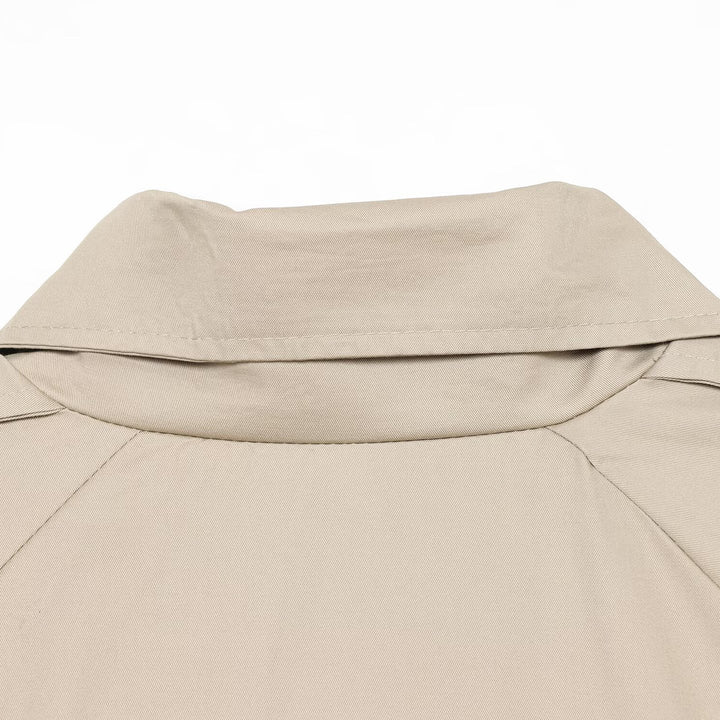 Damen Kurzblouson-Trench mit doppelreihiger Knopfleiste, Schulterpatten und Taillengürtel Drune