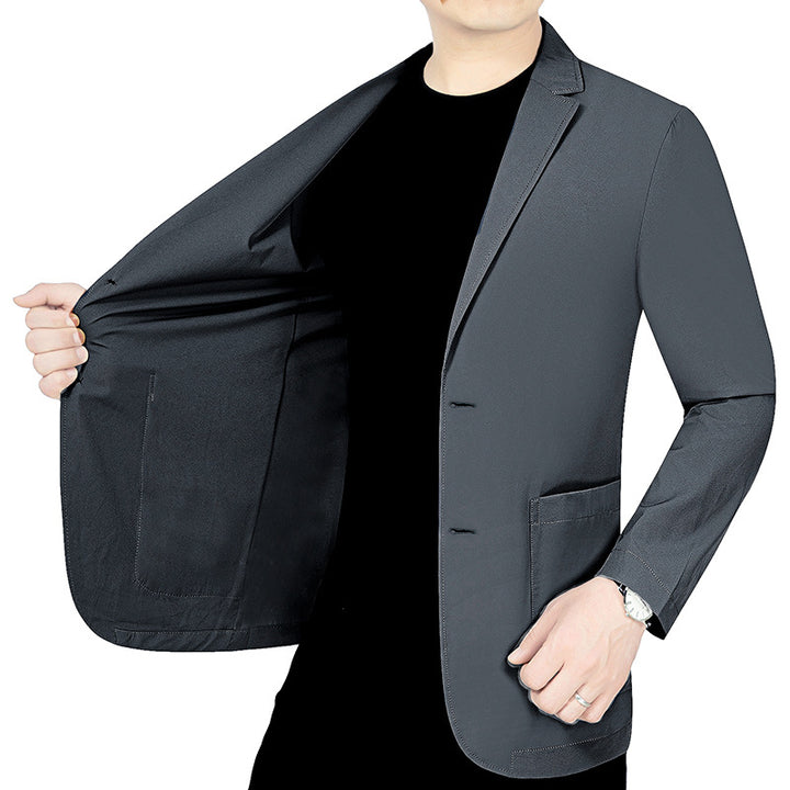 Herren legerer elastischer Sommerblazer mit dreiviertelärmeln und schlanker Passform Drune