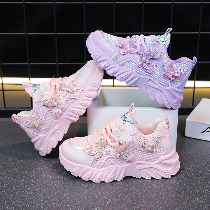 Damen Dekorative Sport Sneakers mit Schmetterlingsakzenten Drune