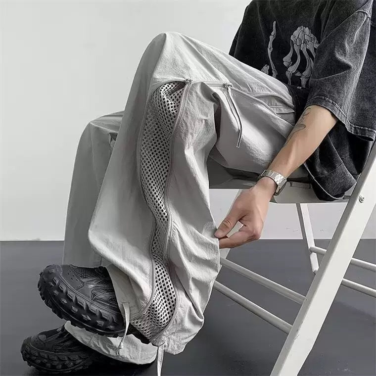 Herren lässige Cargo-Hose mit atmungsaktiven Netzdetails und funktionalen Reißverschlüssen Drune