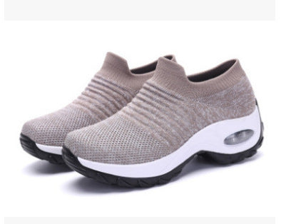 Damen gestrickter Sock-Sneaker mit sichtbarer Luftkammer und gedämpfter Plateausohle Drune