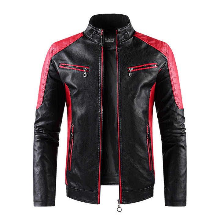 Herren Modische Bikerjacke aus Kunstleder Drune