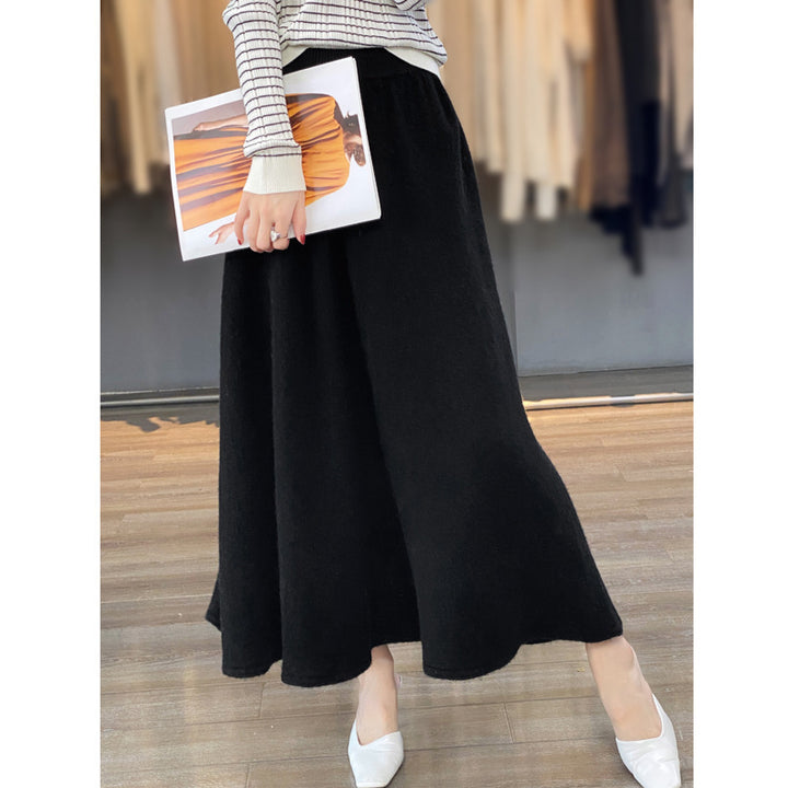 Damen Midirock aus gestricktem Wollmix mit ausgestellter A‑Linie Drune