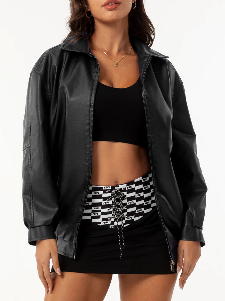 Damen nan leichte Satin Bomberjacke mit Reißverschluss und lockerer Passform Drune