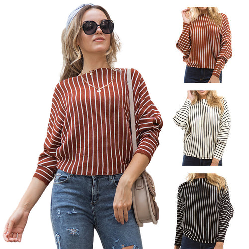 Damen Übergrößen Strickpullover mit modernem Streifenmuster und lässigem Schnitt Drune