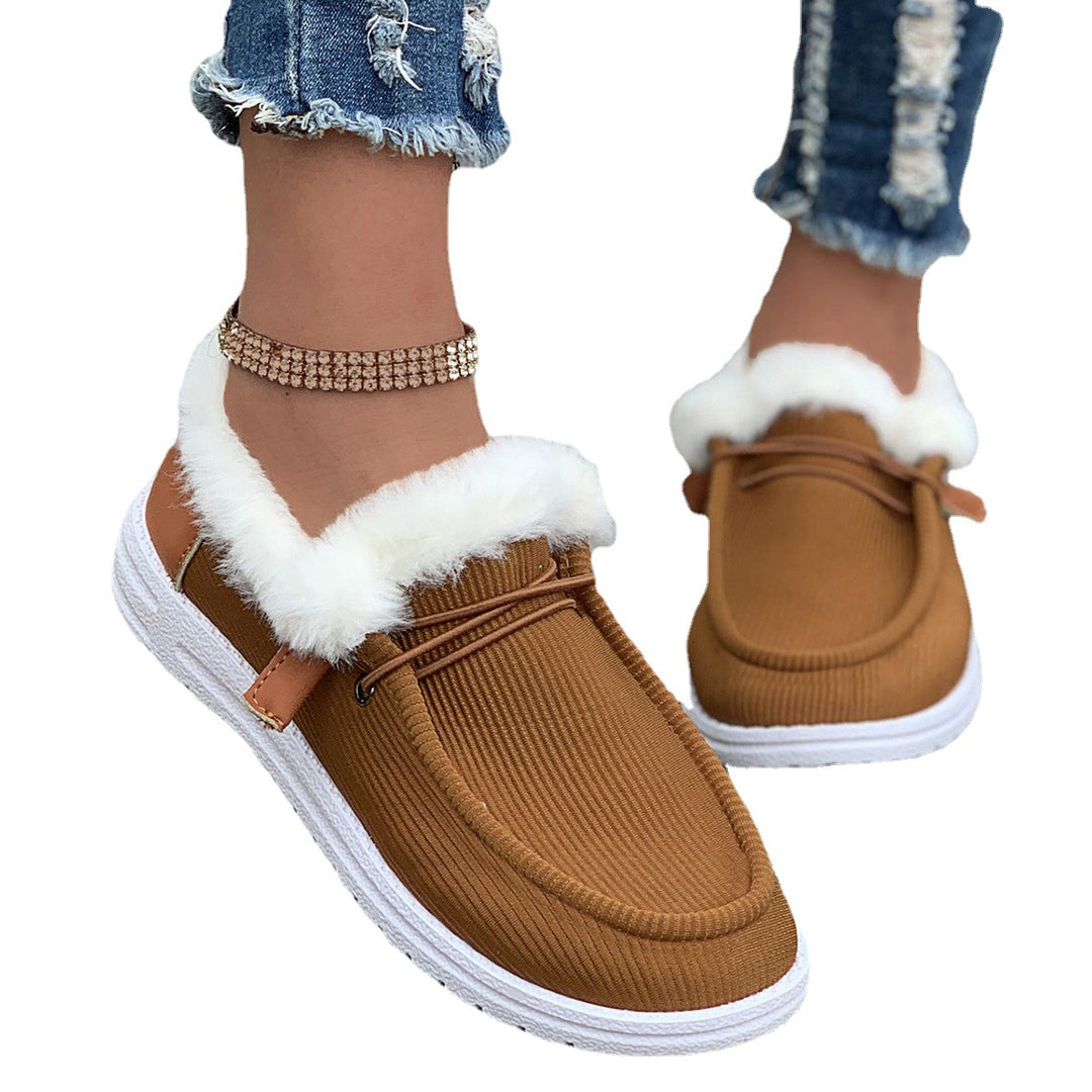 Damen Flauschige Slip-On Hausschuhe mit weichem Innenfutter Drune