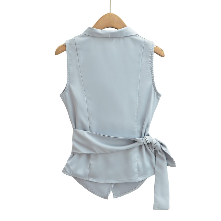 Damen elegantes Wickeloberteil mit modischem Knoten und geschmeicheltem Schnitt Drune