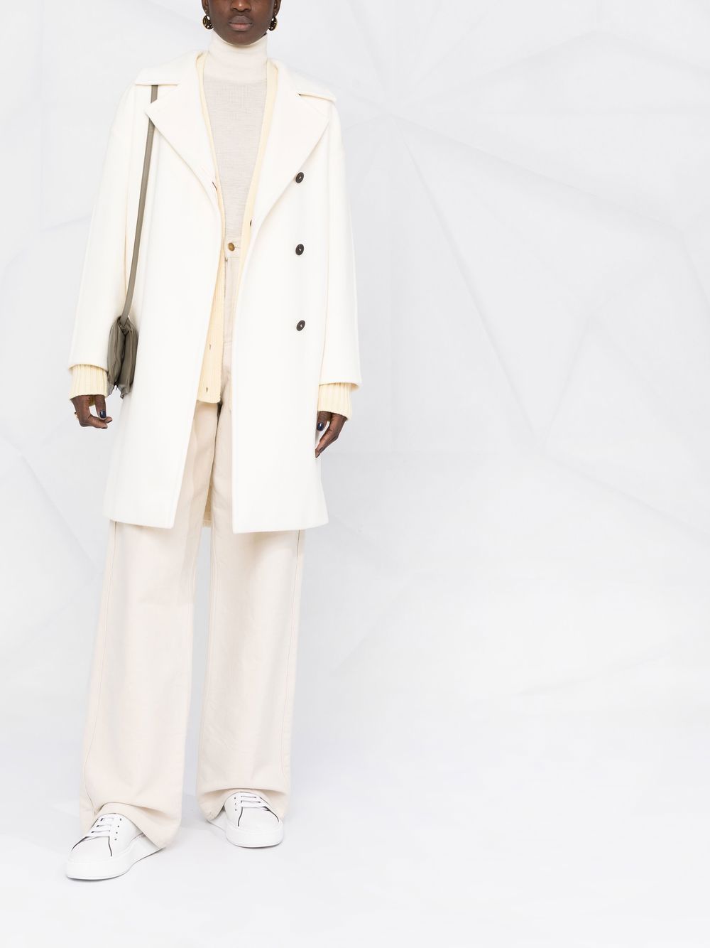 Damen Oversize Wollmix‑Mantel mit überschnittener Schulter und minimalistischer Knopfleiste Drune