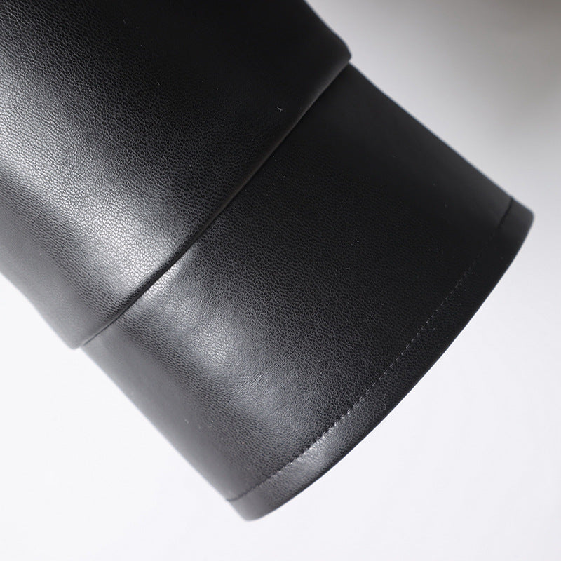Herren minimalistische Lederimitatjacke mit durchgehendem Reißverschluss und aufgesetzten Brusttaschen Drune