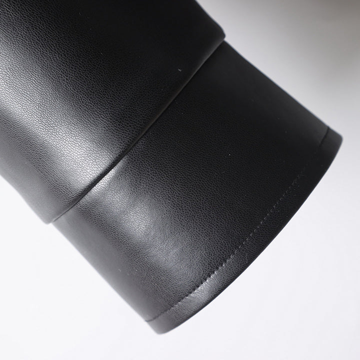 Herren minimalistische Lederimitatjacke mit durchgehendem Reißverschluss und aufgesetzten Brusttaschen Drune