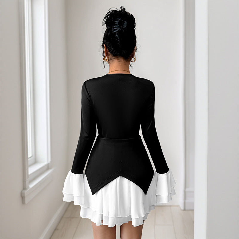 Damen Verspielt geschnittenes Wickelkleid mit Rüschen Drune