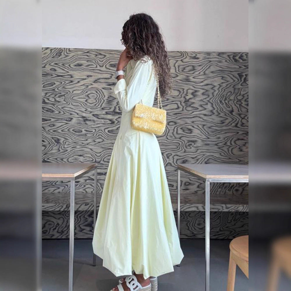 Damen Hemdblusenkleid mit taillierter Korsagenpassform und weitem Faltenrock Drune
