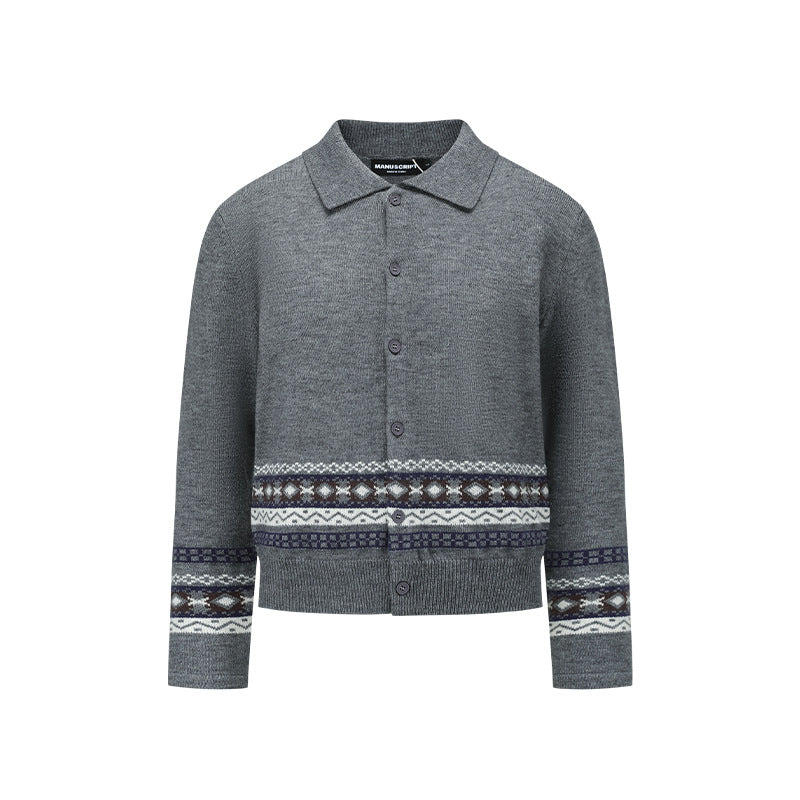 Herren Modische Strickjacke mit grafischem Musterdruck Drune