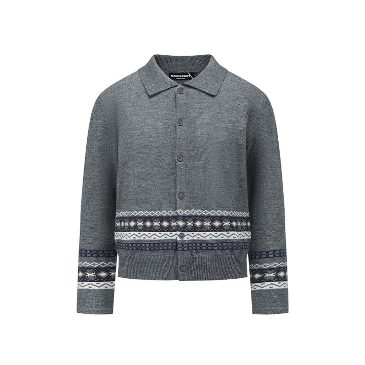 Herren Modische Strickjacke mit grafischem Musterdruck Drune