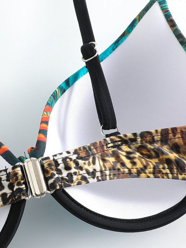 Damen Triangel-Bikini mit extravagantem Federdesign und funkelnden Akzenten Drune