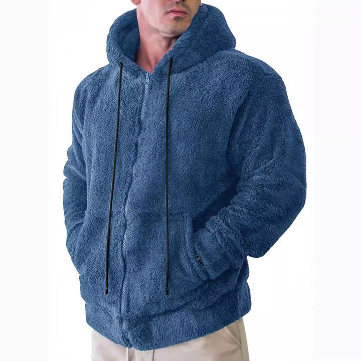 Herren nan kuschelige Teddyfleece Kapuzenjacke mit durchgehendem Reißverschluss Drune