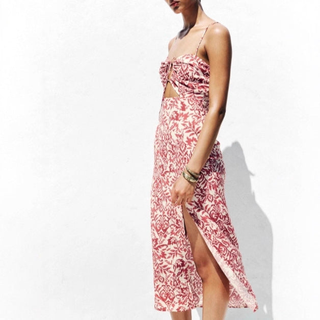 Damen Maxikleid mit raffiniertem Cut-Out-Design und verstellbaren Spaghettiträgern Drune