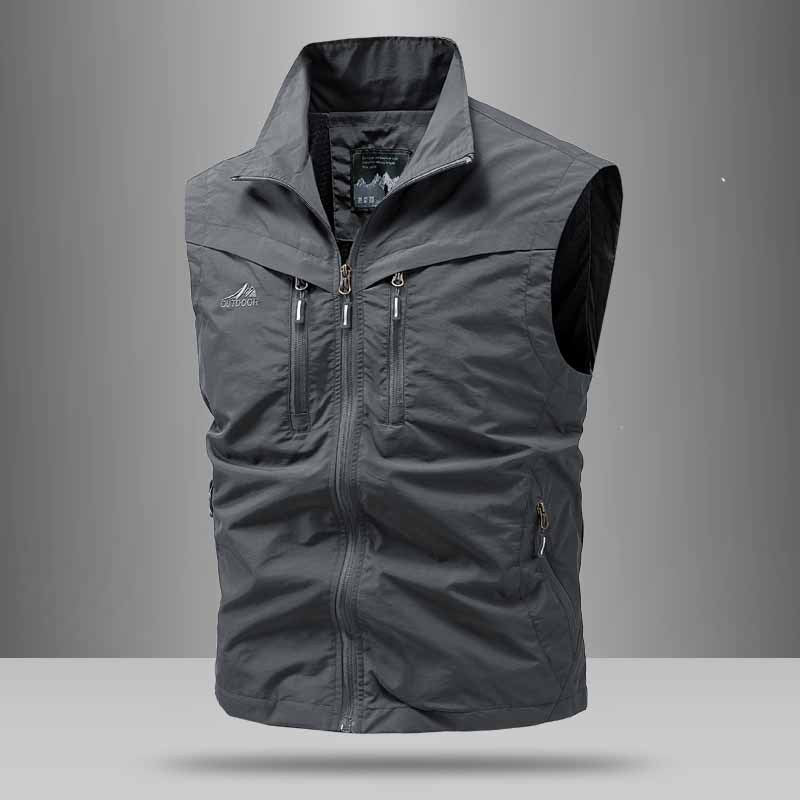 Herren Technische Utility-Weste mit hohem Kragen und Multifachtaschen Drune