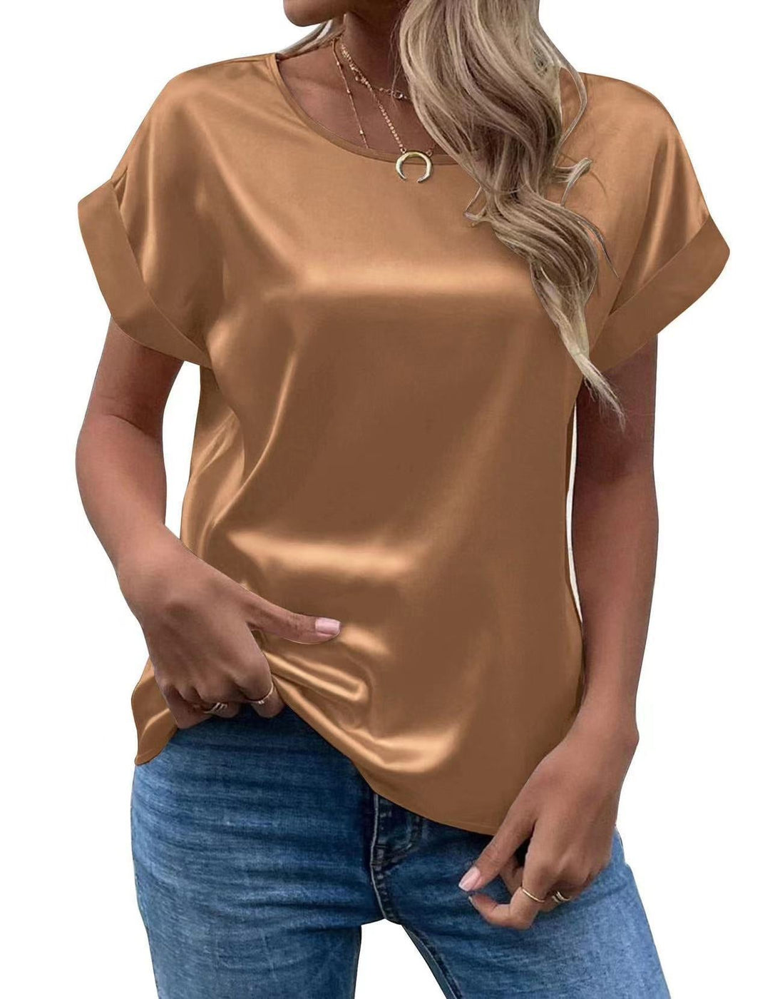 Damen Satin T-Shirt mit elegante Details Drune