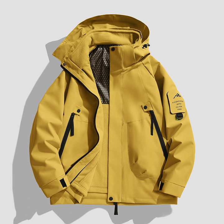 Herren Wasserdichte Utility-Softshelljacke mit Kapuze, schräge Reißverschlusstaschen & verstellbaren Ärmelriegeln Drune