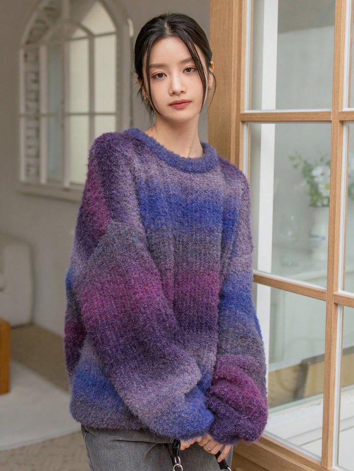 Damen lässiger Strickpullover mit einzigartiger Textur und weitem Schnitt Drune