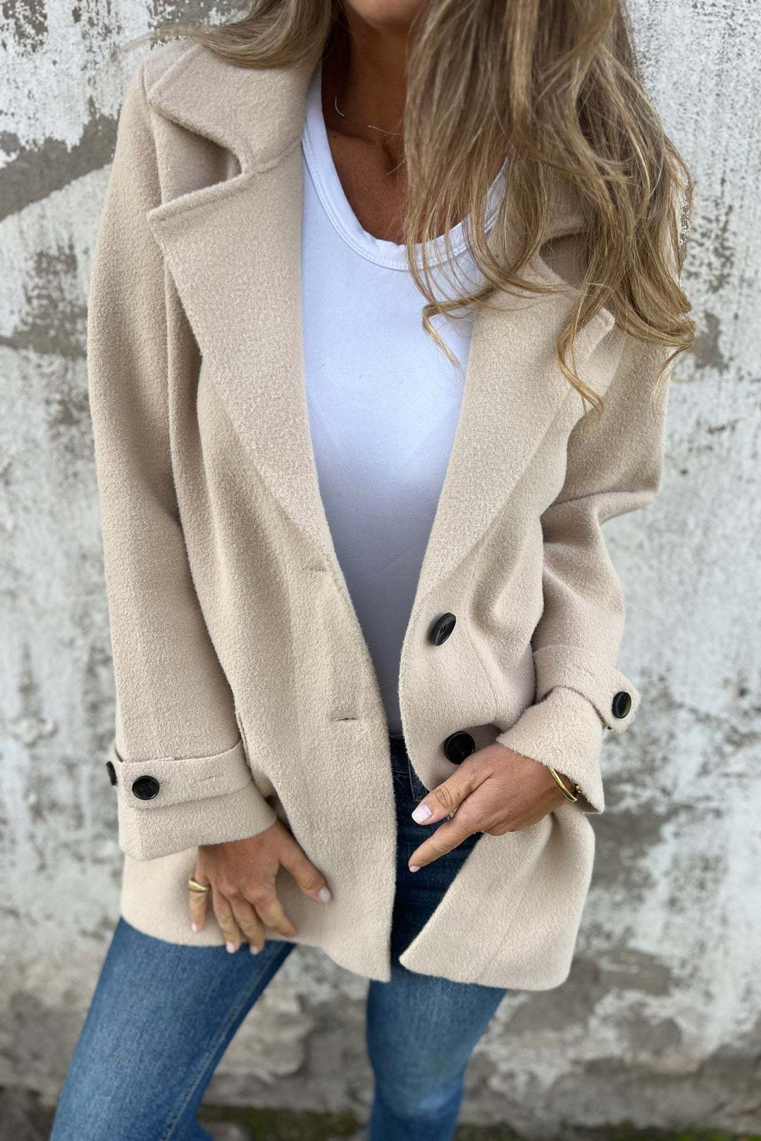 Drune | Lockerer Revers Falsche Taschen Strickjacke Mantel