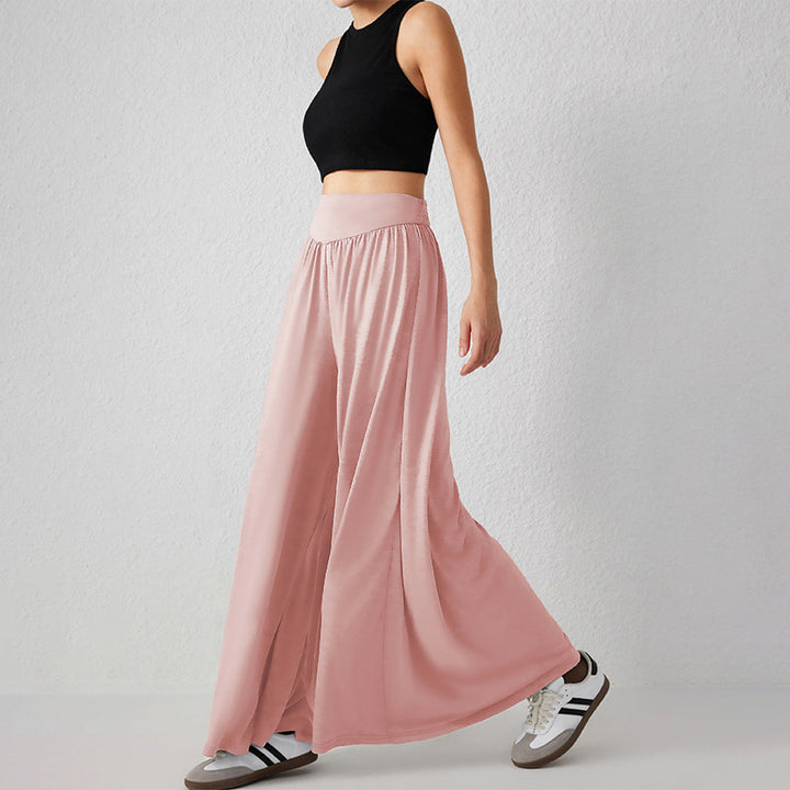 Damen Weit geschnittene Palazzo-Hose mit hohem Bund Drune