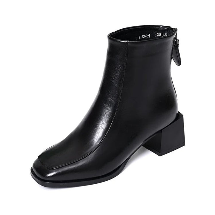 Damen Elegante Stiefeletten mit Blockabsatz und Reißverschluss Drune