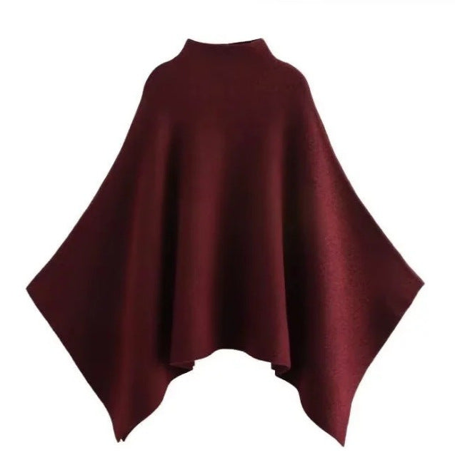 Damen 100+ feiner Oversize Poncho mit Stehkragen und asymmetrischem Saum Drune