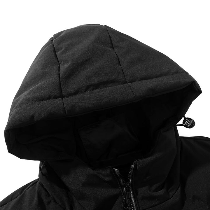 Herren Kurze Thermo-Steppjacke mit Kapuze, mattierter Oberfläche & Kontrastreißverschlüssen Drune