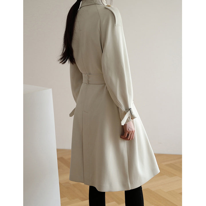 Damen Eleganter Trenchcoat mit breitem Kragen Drune