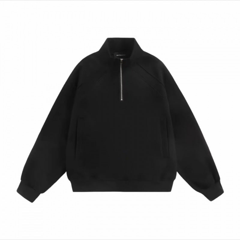 Unisex Halbzip-Sweatshirt mit Raglanärmeln, Eingrifftaschen und geripptem Saum Drune