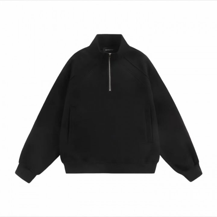Unisex Halbzip-Sweatshirt mit Raglanärmeln, Eingrifftaschen und geripptem Saum Drune