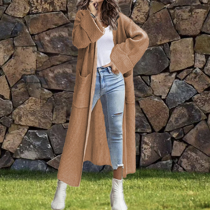 Damen Langstrickjacke mit großzügigen Taschen und elegantem offenem Design Drune