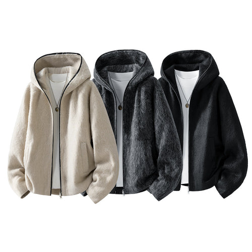 Herren Bequeme Fleecejacke mit Kapuze Drune