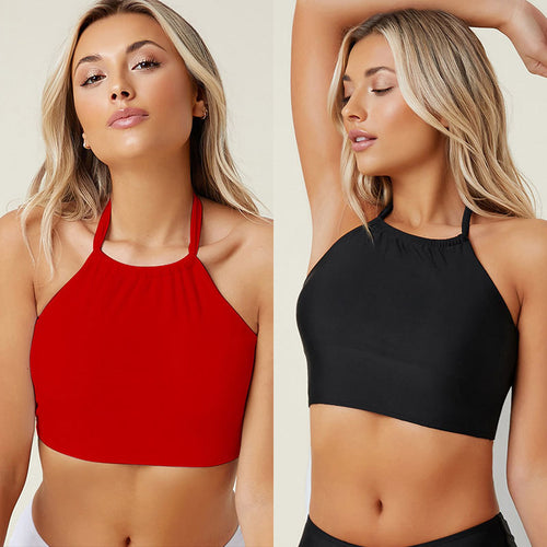 Damen sportliches Crop-Top mit hochgeschlossenem Design Drune