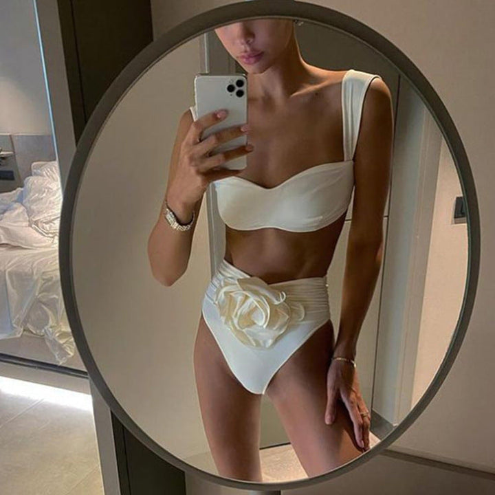 Damen Hochgeschnittener Bikini mit raffiniertem Rüschendetail Drune