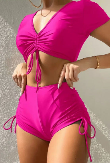 Damen Sportliches Bikiniset mit modischer Raffung Drune