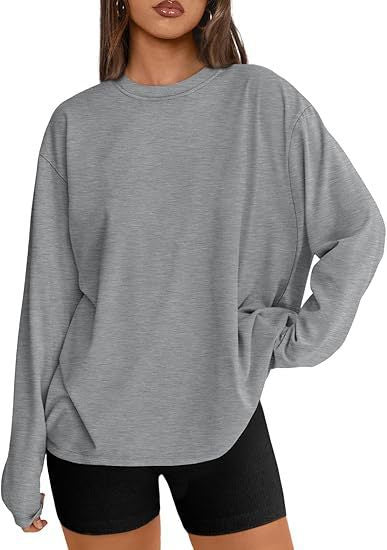 Damen Oversize-Sweatshirt mit Rundhalsausschnitt und verlängertem Saum Drune
