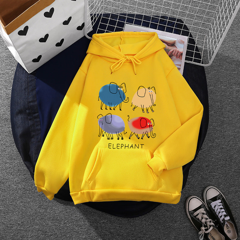 Damen nan Kapuzenpullover mit minimalistischer Grafik, lockerer Oversize-Passform und Kängurutasche Drune