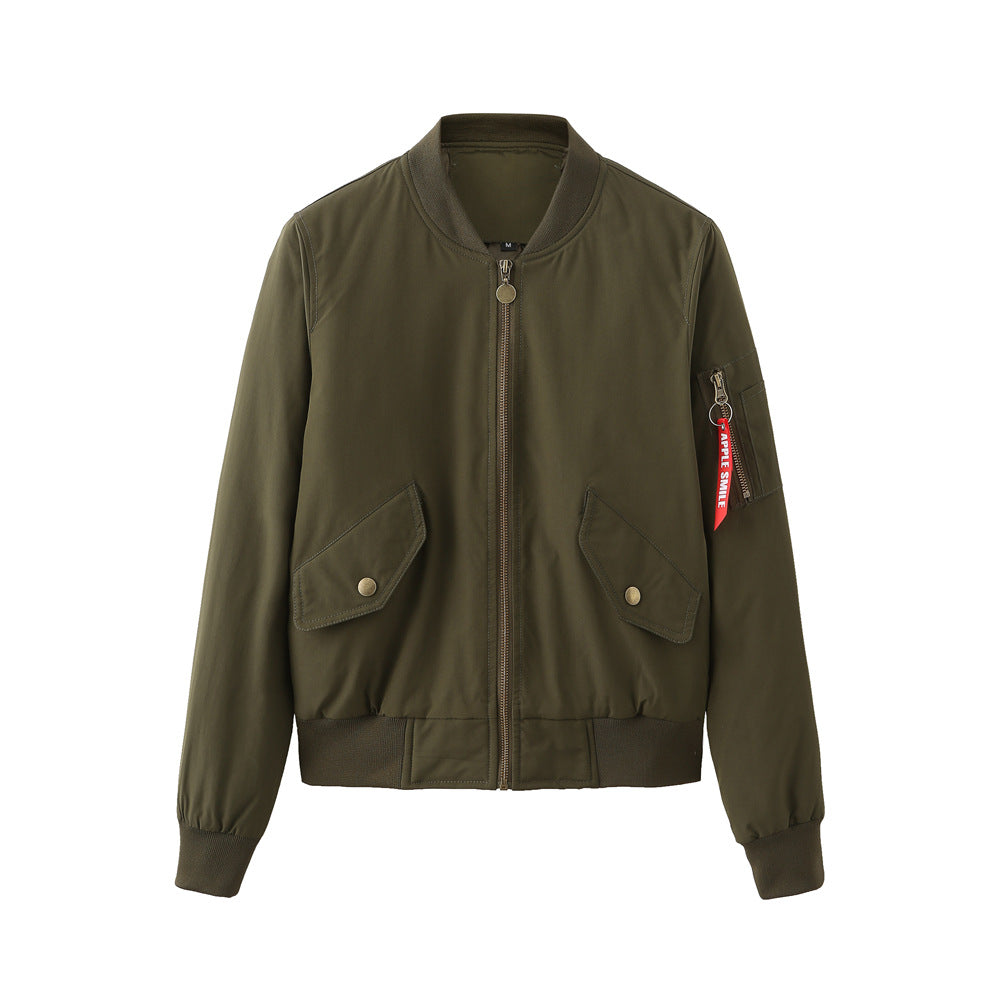 Damen modische Bomberjacke mit praktischen Seitentaschen und elastischen Bündchen Drune