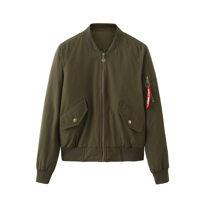 Damen modische Bomberjacke mit praktischen Seitentaschen und elastischen Bündchen Drune