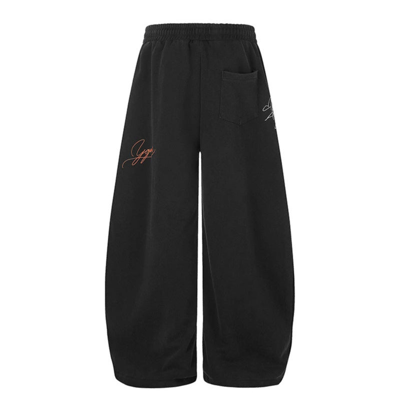 Damen Extraweite Palazzo-Sweathose mit Tunnelzugbund, Stickdetails und verstellbarem Saum Drune
