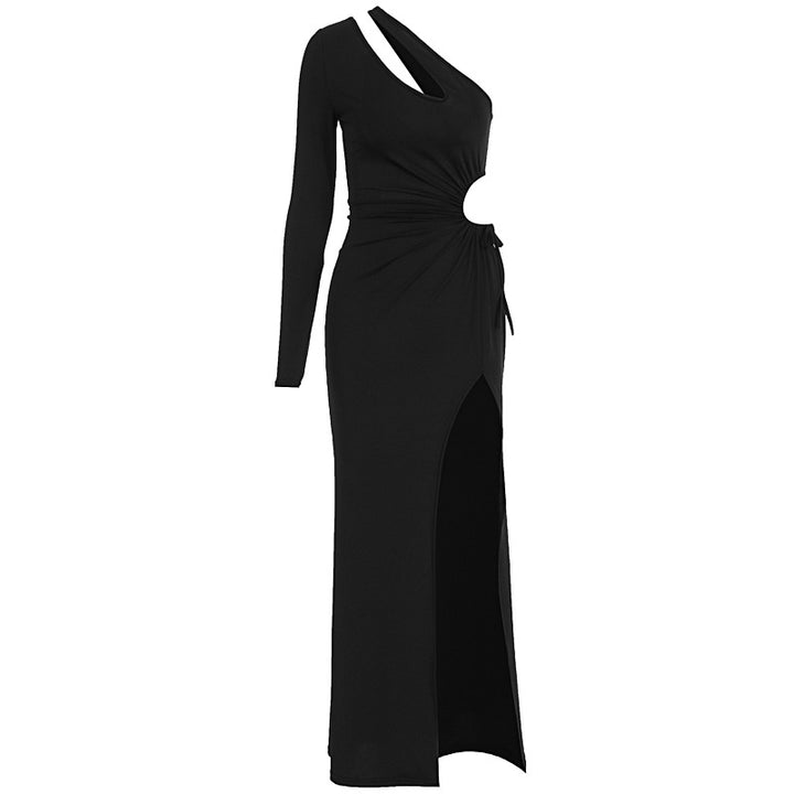 Damen Elegantes asymmetrisches Kleid mit Schößchen und hautfreundlichem Stoff Drune