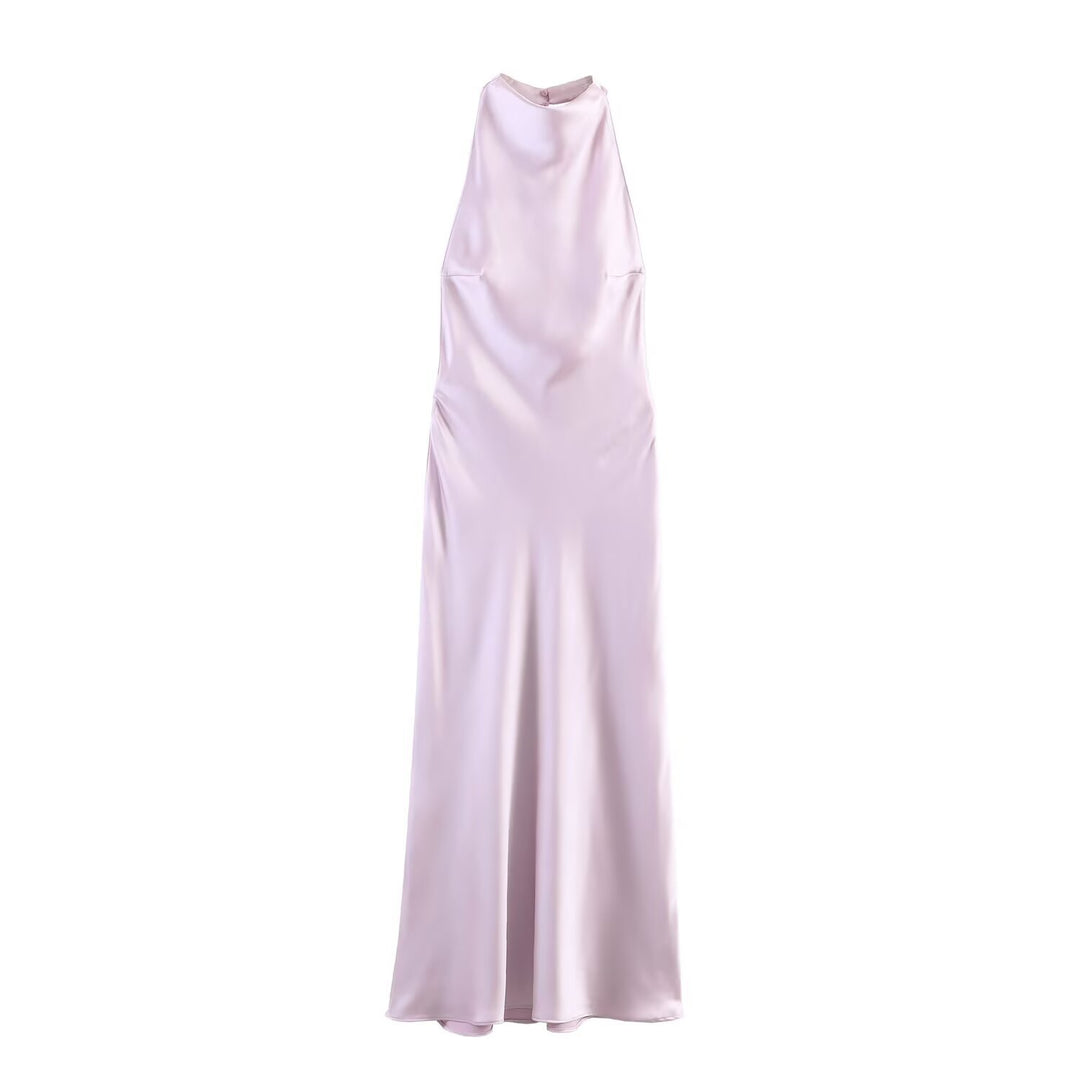 Damen Maxikleid mit hochgeschnittenem Kragen und eleganter Silhouette Drune
