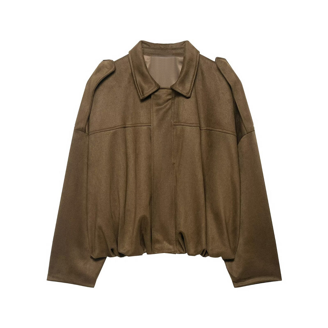 Damen Oversize-Cropped Jacke mit Balloon-Saum und Schulter-Cutouts Drune