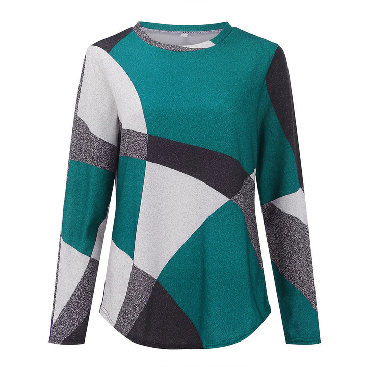 Damen nan Langarmshirt mit grafischem Print, Rundhalsausschnitt und geschwungenem Saum Drune