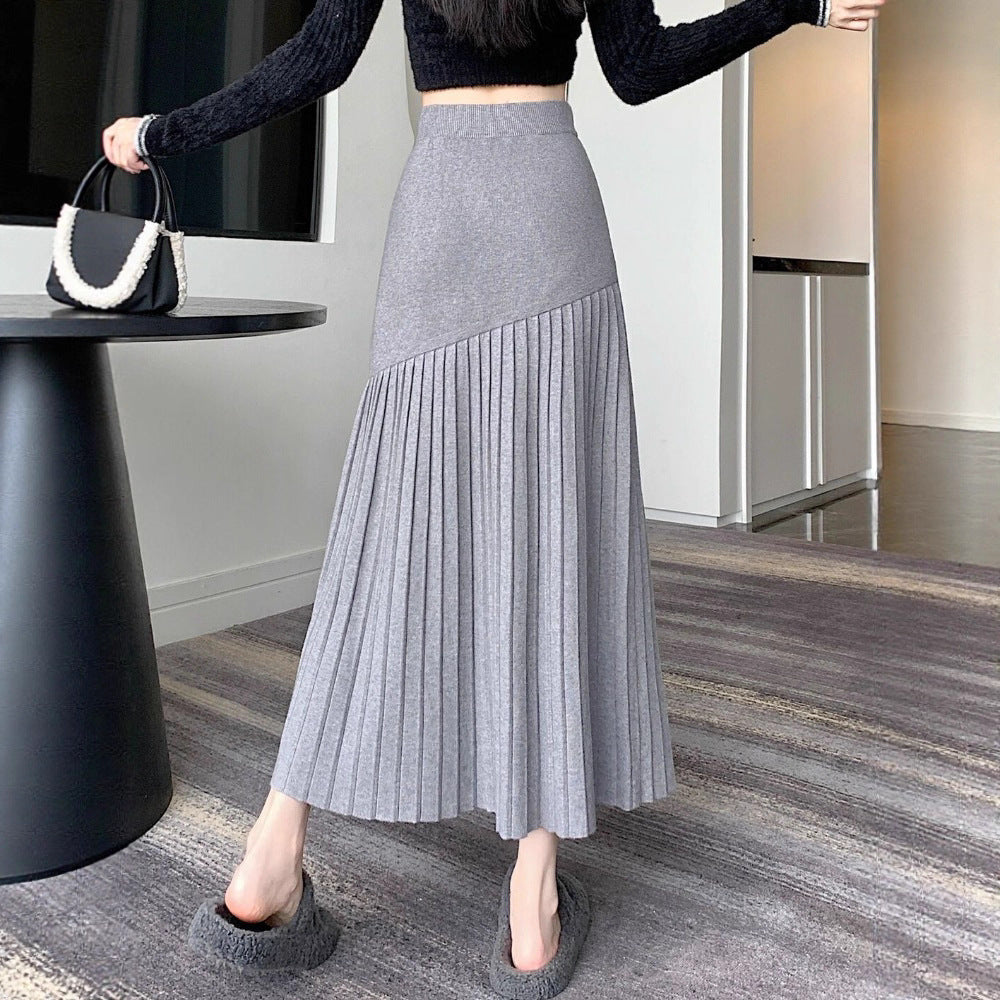 Damen Plissierter Maxirock mit asymmetrischem Design Drune